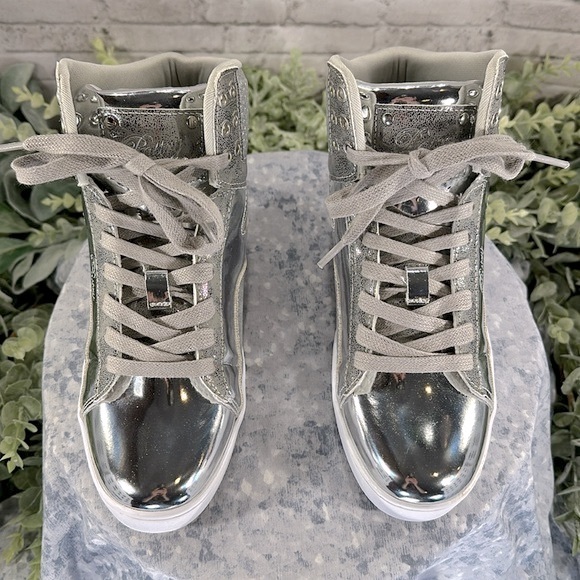 Pastry PopTart Silver Glitter Fashion High Top Dance Sneakers WMS 7.5M✨VGUC✨ - Picture 3 of 14